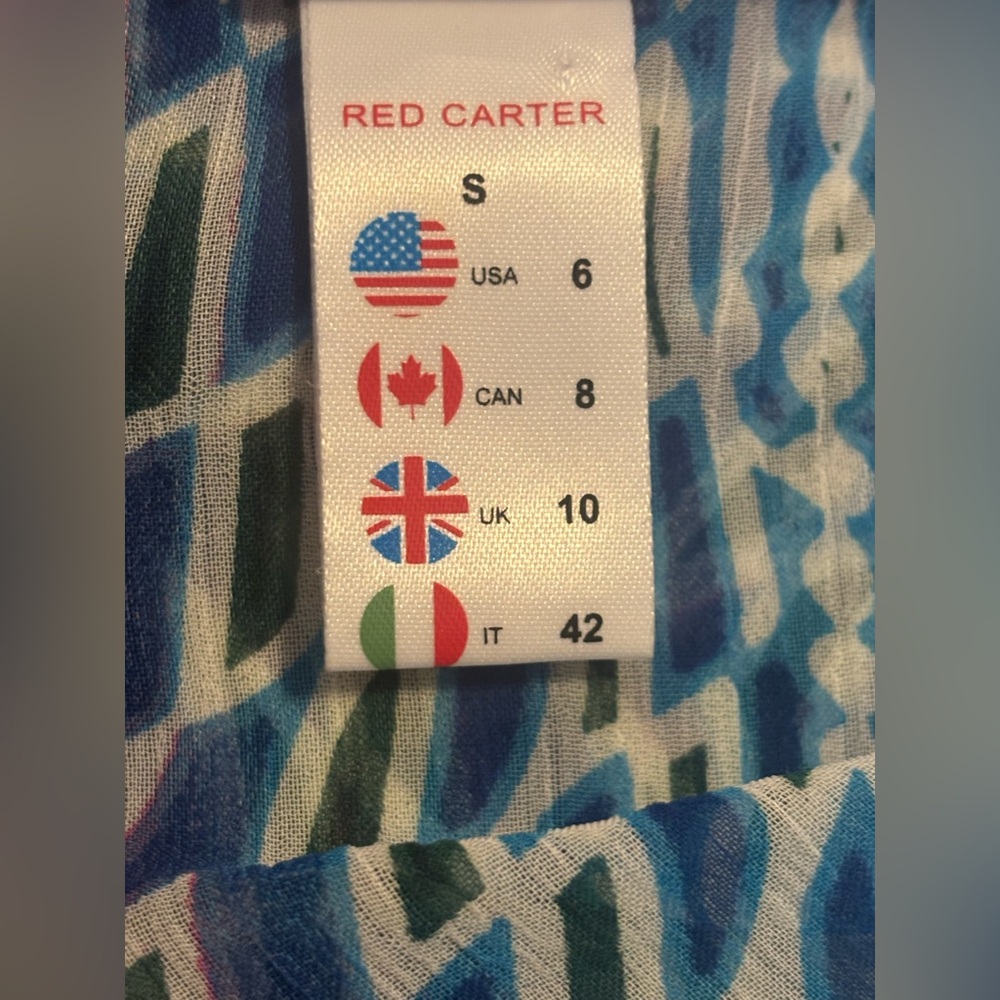 Red Carter Anthropologie Rainbow Geometric Boho Beach Coverup 💙 - Picture 6 of 7